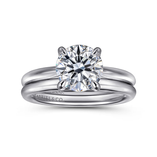 14K White Gold Round Engagement Ring