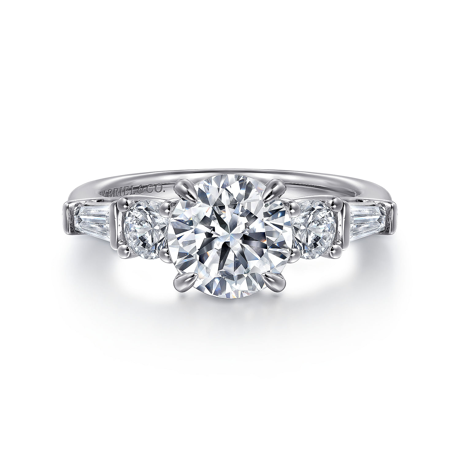 Gabriel - 14K White Gold Round Five Stone Diamond Engagement Ring