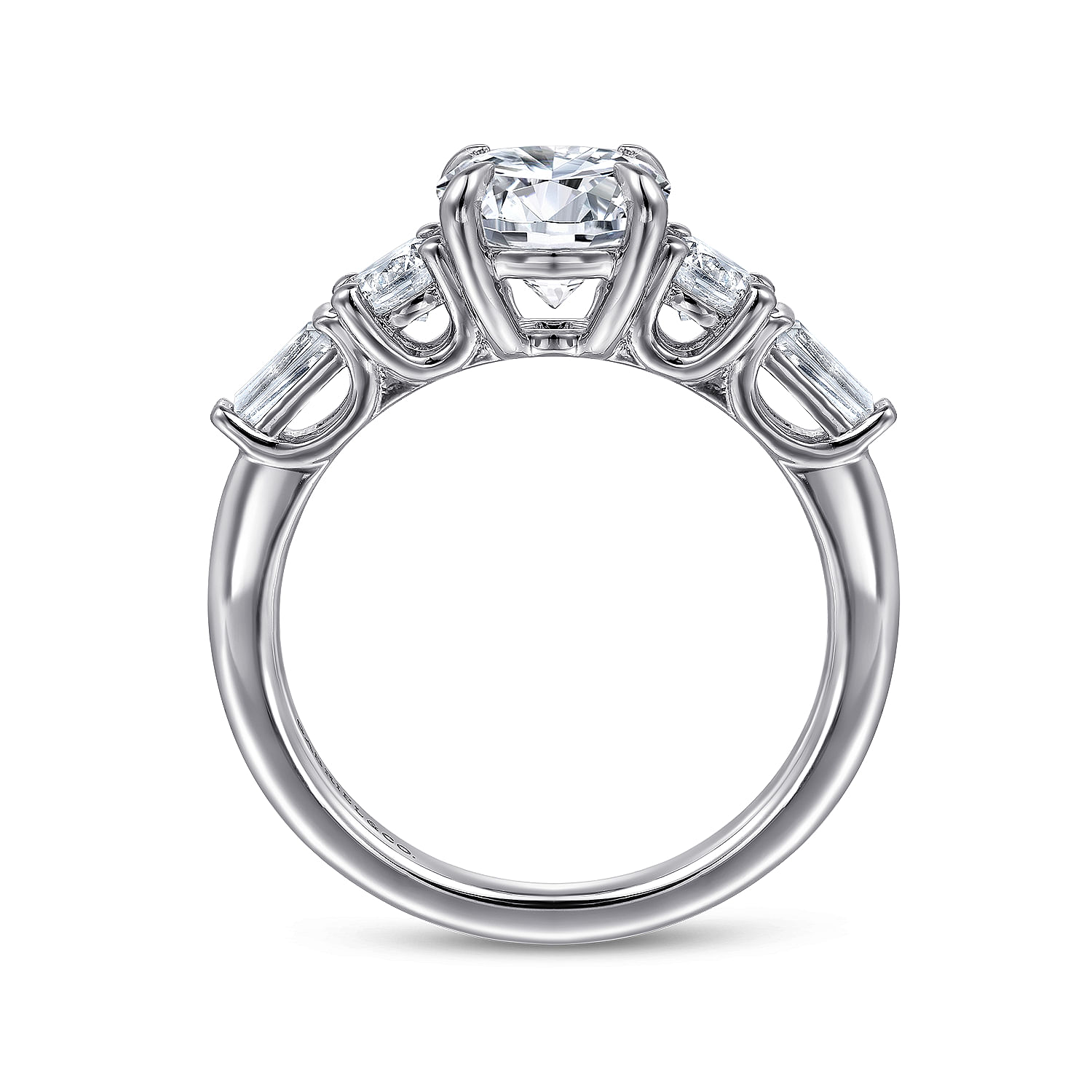 14K White Gold Round Five Stone Diamond Engagement Ring