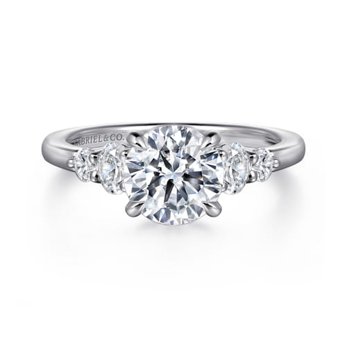 14K White Gold Round Five Stone Diamond Engagement Ring