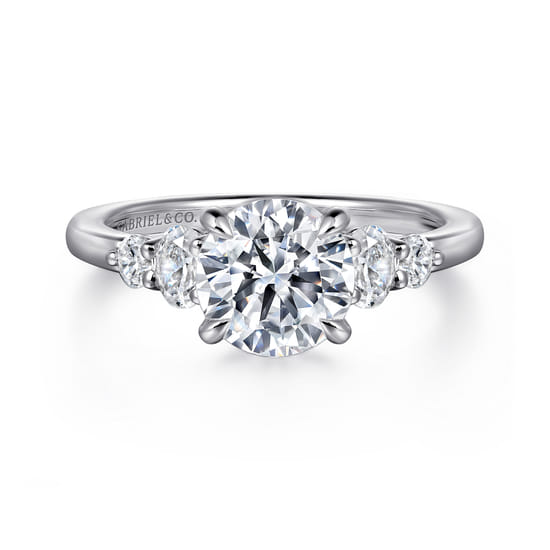 14K White Gold Round Five Stone Diamond Engagement Ring