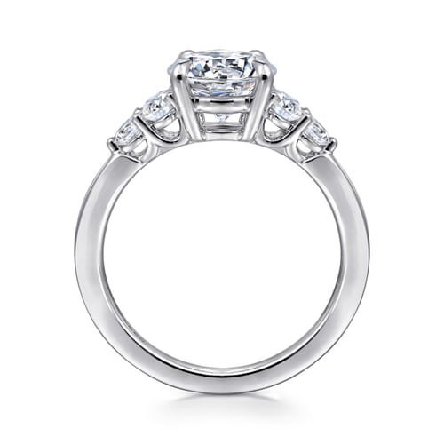 14K White Gold Round Five Stone Diamond Engagement Ring