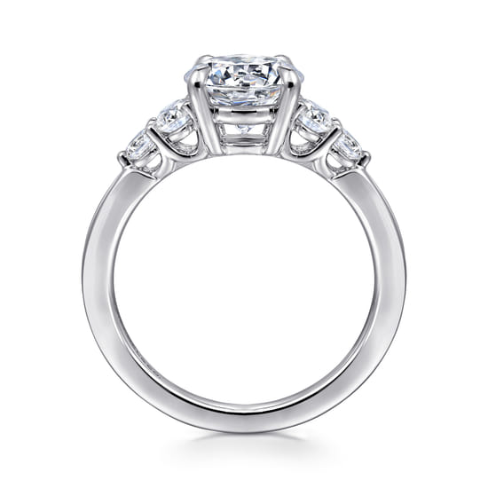 14K White Gold Round Five Stone Diamond Engagement Ring angle 2