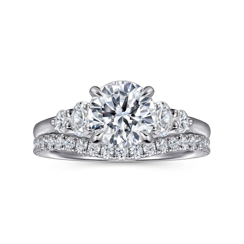 14K White Gold Round Five Stone Diamond Engagement Ring