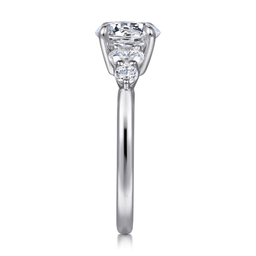 14K White Gold Round Five Stone Diamond Engagement Ring