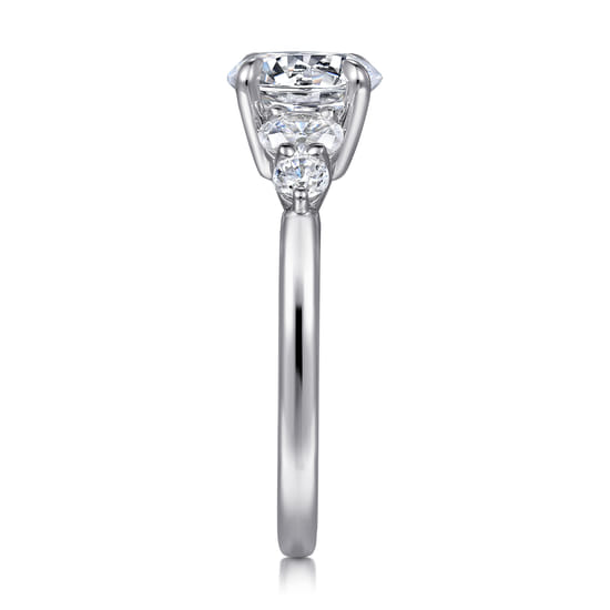 14K White Gold Round Five Stone Diamond Engagement Ring angle 5