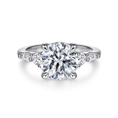 14K White Gold Round Five Stone Diamond Engagement Ring