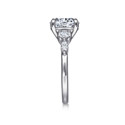 14K White Gold Round Five Stone Diamond Engagement Ring