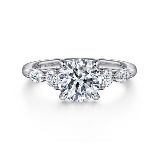 Gabriel - 14K White Gold Round Five Stone Diamond Engagement Ring