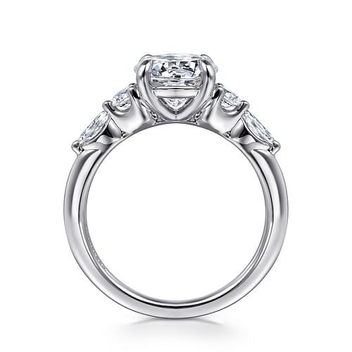 14K White Gold Round Five Stone Diamond Engagement Ring