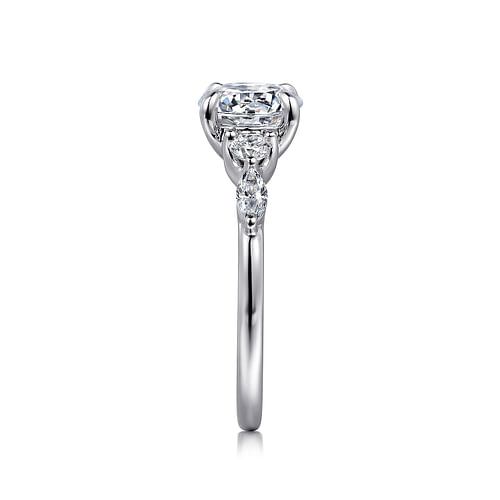 14K White Gold Round Five Stone Diamond Engagement Ring