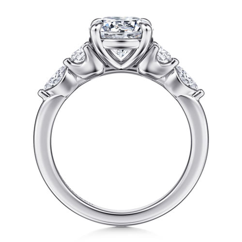 14K White Gold Round Five Stone Diamond Engagement Ring
