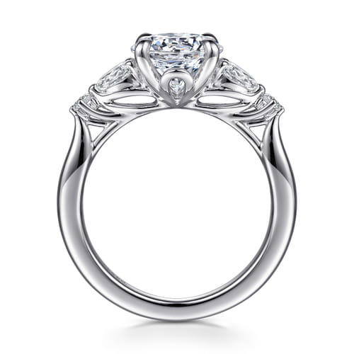 14K White Gold Round Five Stone Diamond Engagement Ring