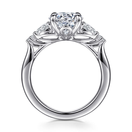 14K White Gold Round Five Stone Diamond Engagement Ring angle 2