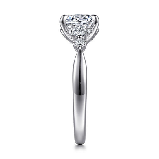 14K White Gold Round Five Stone Diamond Engagement Ring angle 5