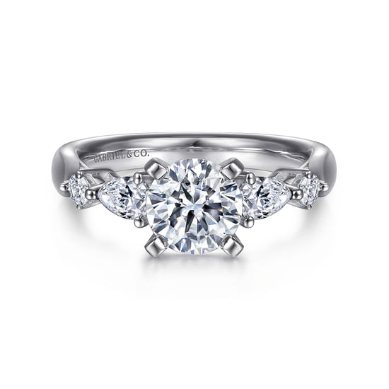 Gabriel - 14K White Gold Round Five Stone Diamond Engagement Ring