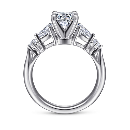 14K White Gold Round Five Stone Diamond Engagement Ring