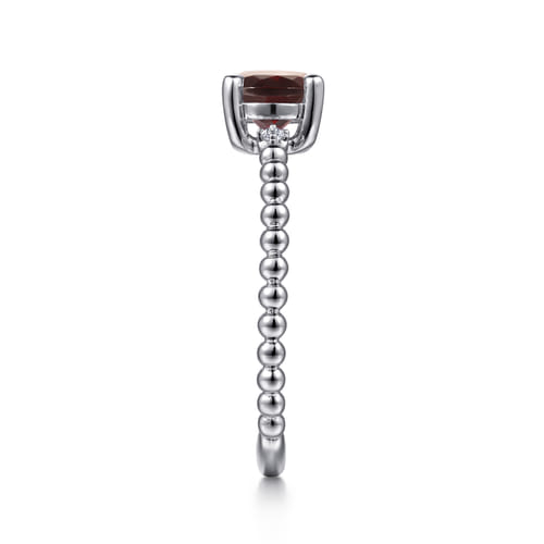 14K White Gold Round Garnet and Diamond Bujukan Promise Ring