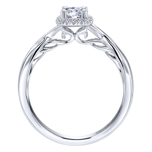 14K White Gold Round Halo Complete Diamond Engagement Ring