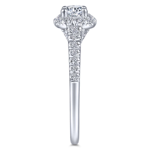 14K White Gold Round Halo Complete Diamond Engagement Ring