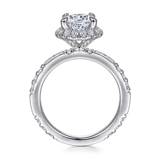 14K White Gold Round Halo Diamond Channel Set Engagement Ring angle 2