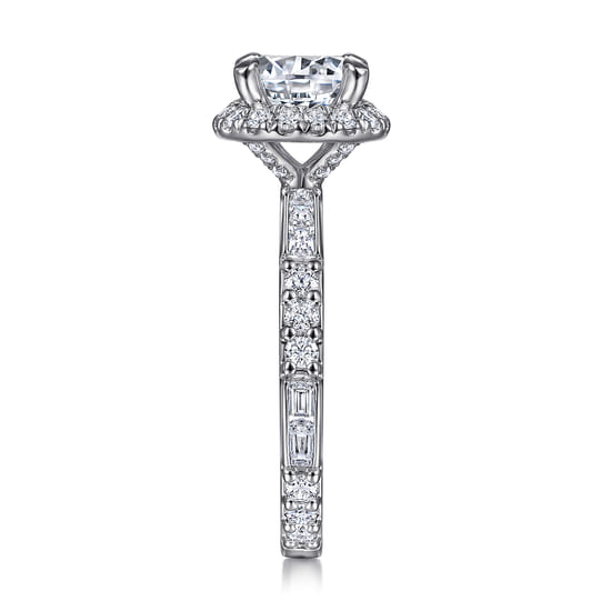 14K White Gold Round Halo Diamond Channel Set Engagement Ring angle 5