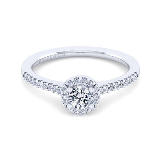 Gabriel - 14K White Gold Round Halo Diamond Engagement Ring