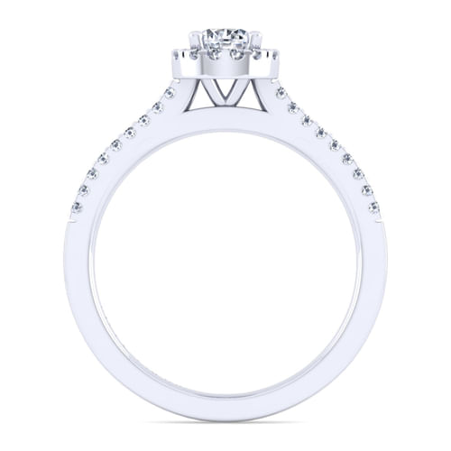 14K White Gold Round Halo Diamond Engagement Ring
