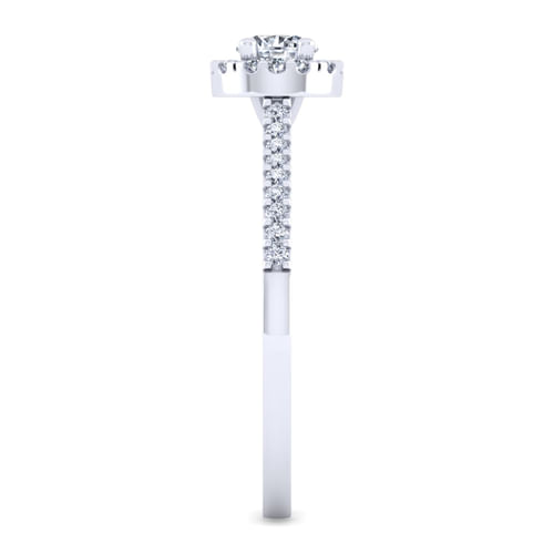 14K White Gold Round Halo Diamond Engagement Ring