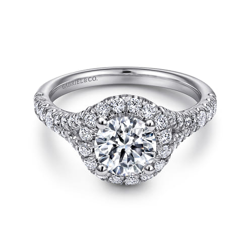 14K White Gold Round Halo Diamond Engagement Ring 14K White Gold Round Halo Diamond Engagement Ring