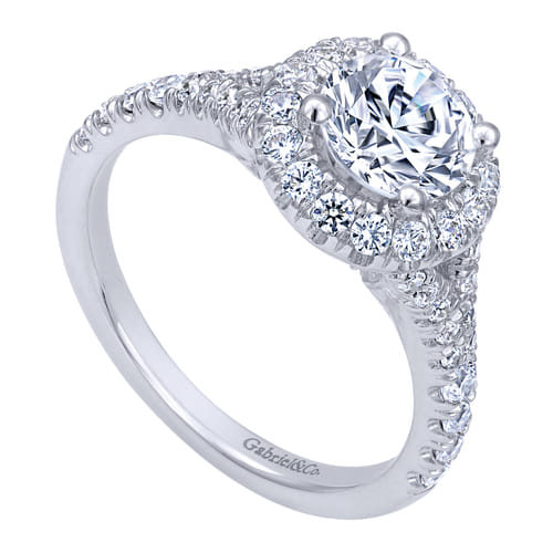 14K White Gold Round Halo Diamond Engagement Ring 14K White Gold Round Halo Diamond Engagement Ring