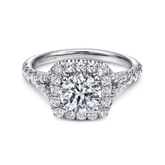 Gabriel - 14K White Gold Round Halo Diamond Engagement Ring