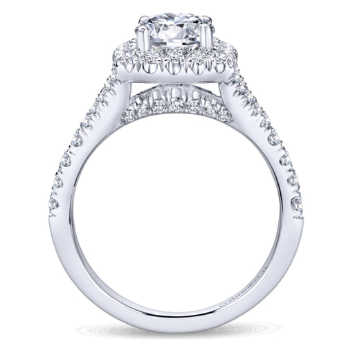 14K White Gold Round Halo Diamond Engagement Ring