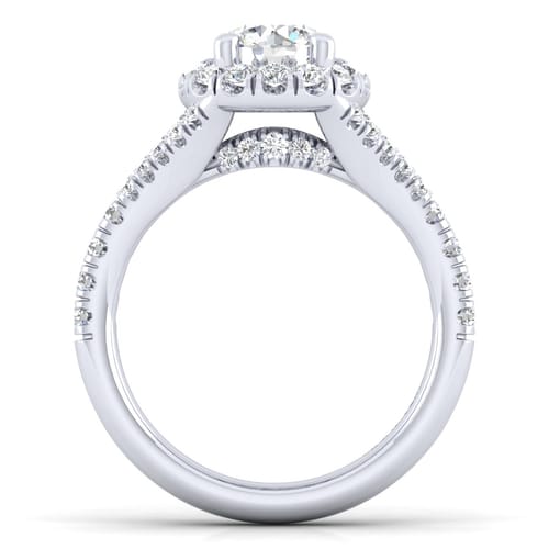 14K White Gold Round Halo Diamond Engagement Ring