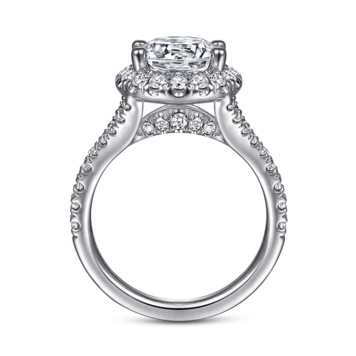 14K White Gold Round Halo Diamond Engagement Ring