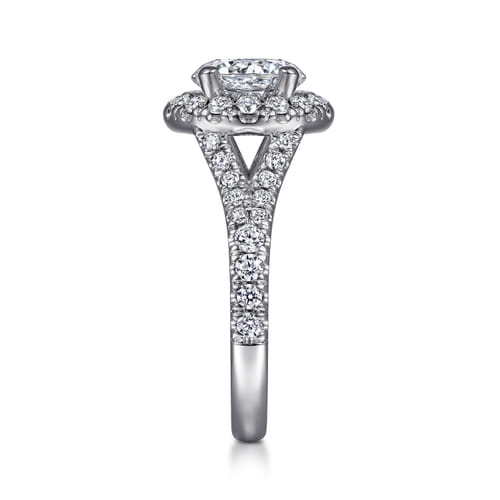 14K White Gold Round Halo Diamond Engagement Ring