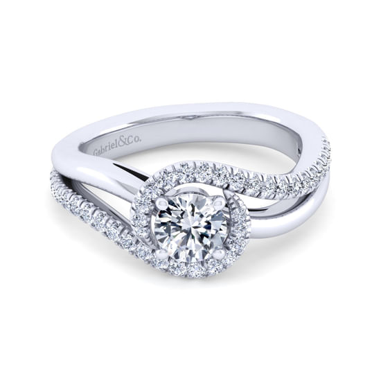 Gabriel - 14K White Gold Round Halo Diamond Engagement Ring