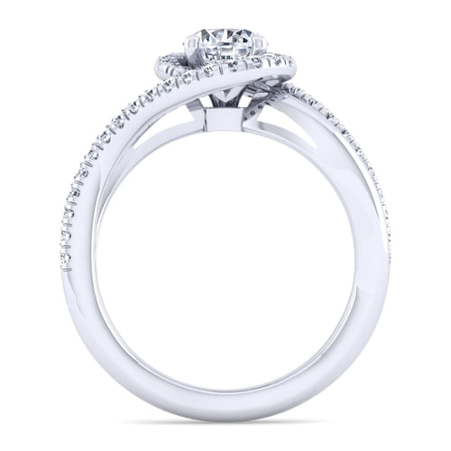 14K White Gold Round Halo Diamond Engagement Ring
