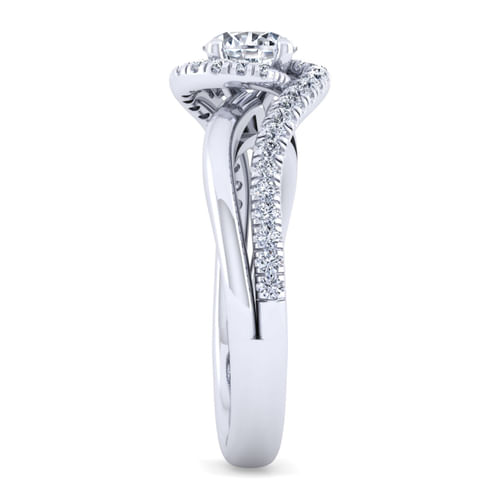 14K White Gold Round Halo Diamond Engagement Ring