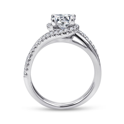 14K White Gold Round Halo Diamond Engagement Ring