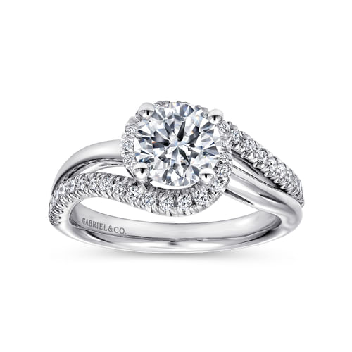 14K White Gold Round Halo Diamond Engagement Ring
