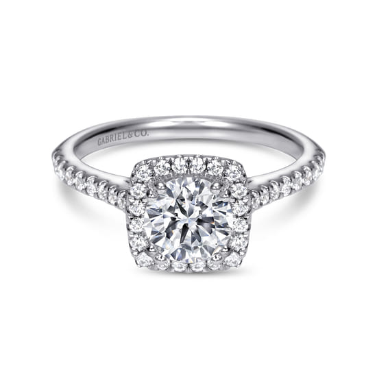 Gabriel - 14K White Gold Round Halo Diamond Engagement Ring Gabriel - 14K White Gold Round Halo Diamond Engagement Ring