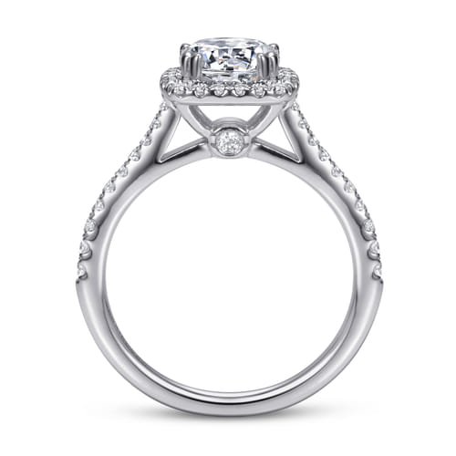 14K White Gold Round Halo Diamond Engagement Ring