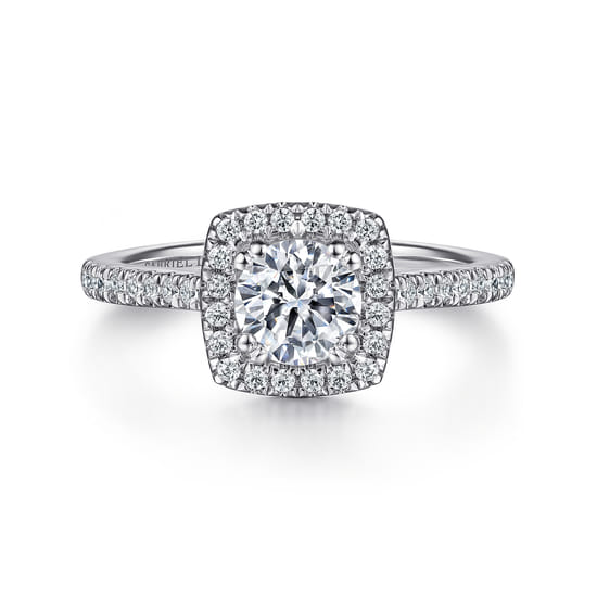 Gabriel - 14K White Gold Round Halo Diamond Engagement Ring