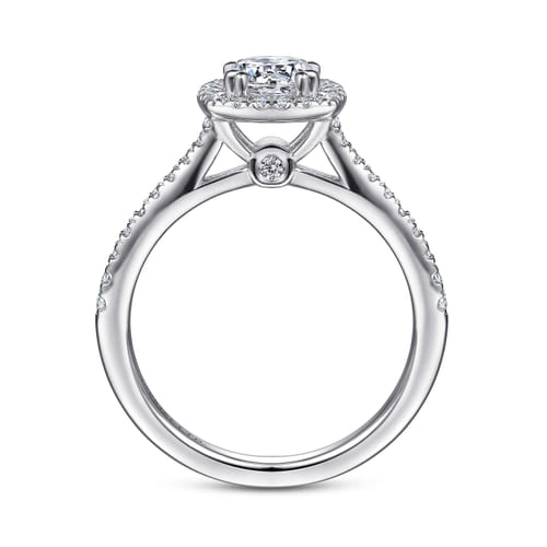 14K White Gold Round Halo Diamond Engagement Ring