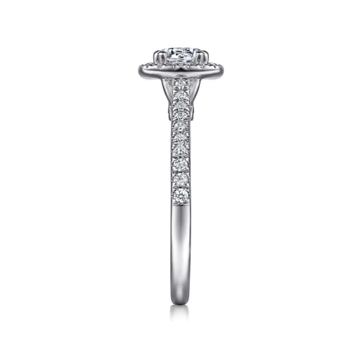 14K White Gold Round Halo Diamond Engagement Ring