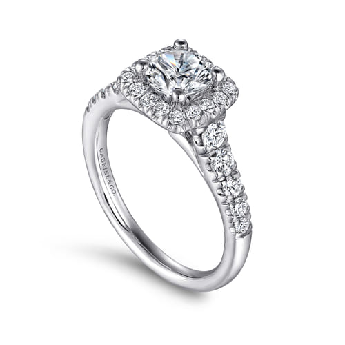 14K White Gold Round Halo Diamond Engagement Ring 14K White Gold Round Halo Diamond Engagement Ring