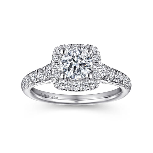 14K White Gold Round Halo Diamond Engagement Ring 14K White Gold Round Halo Diamond Engagement Ring