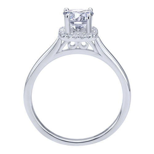 14K White Gold Round Halo Diamond Engagement Ring