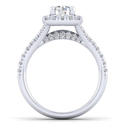 14K White Gold Round Halo Diamond Engagement Ring